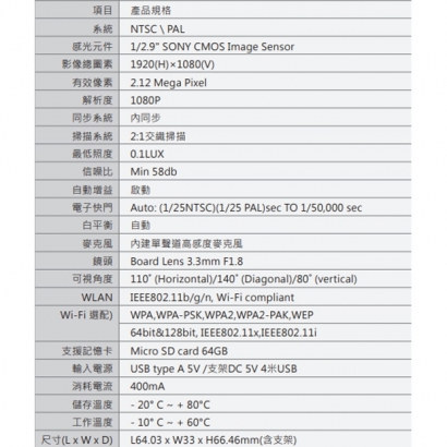 VACRON VVG-CBE57 H.264 FULL HD 1080P WiFi行車記錄器