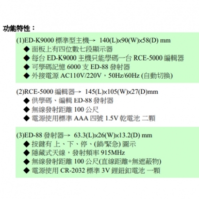 ED-K9000 管制型主機+RCE-5000 編輯器+ED-88發射器+ED-88A
