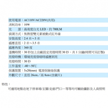 IR-ZY360LED LED吸頂式感應燈