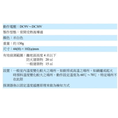 RS-CW002 定溫式溫度感知偵測器