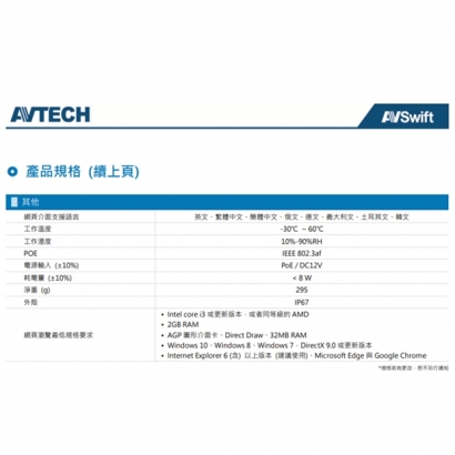 AVTECH 陞泰 DGM5204SCHT AI 智慧 H.265 五百萬畫素紅外線半球型網路攝影機