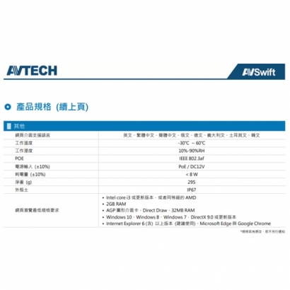AVTECH 陞泰 DGM3204SCHT AI 智慧 H.265 三百萬畫素紅外線半球型網路攝影機