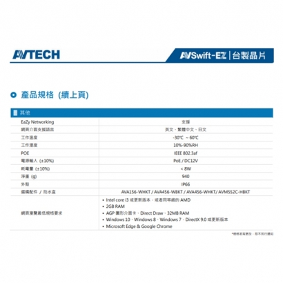 AVTECH 陞泰 DGM2643SVT H.265 兩百萬畫電動變焦紅外線槍型網路攝影機