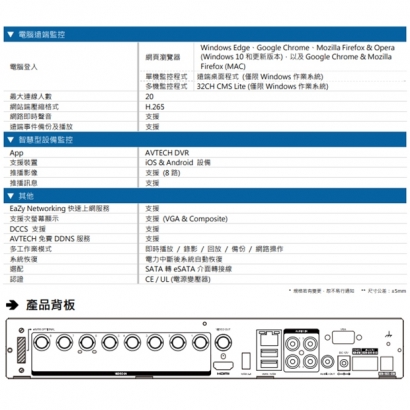AVTECH 陞泰 DGD2109AX(US)-U1 8MP 五合一 8CH XVR