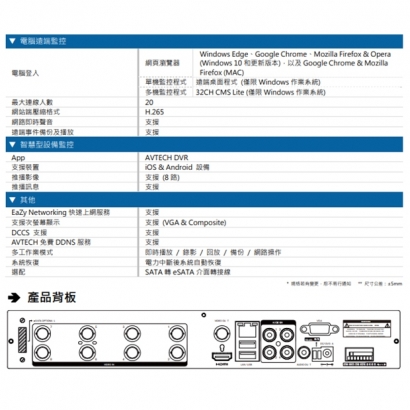 AVTECH 陞泰 DGD2109AV(US)-U1 H.265 5MP 五合一 8CH XVR