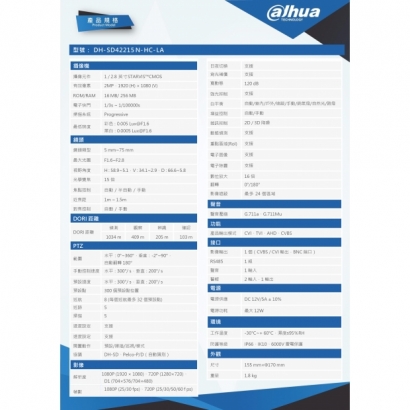 大華dahua DH-SD42215-HC-LA 2MP 15倍 星光 HDCVI PTZ 攝影機2.jpg