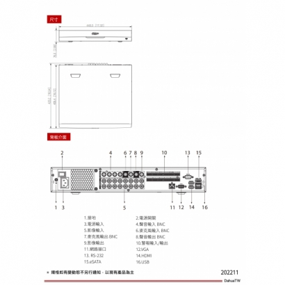 大華dahua DH-XVR5416L-4KL-I3 16路五合一4K 1.5U 4HDDs類比數位XVR3.jpg 大華dahua DH-XVR5416L-4KL-I3 16路五合一4K 1.5U 4HDDs類比數位XVR3.jpg