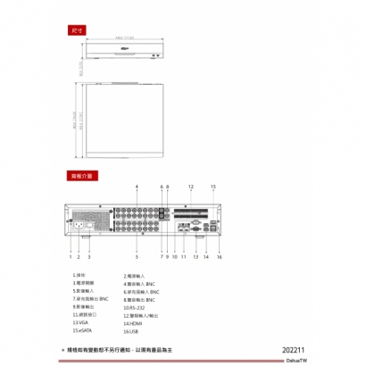 大華dahua DH-XVR5816S-4KL-I3 16路五合一4K 2U 8HDDs類比數位XVR3.jpg 大華dahua DH-XVR5816S-4KL-I3 16路五合一4K 2U 8HDDs類比數位XVR3.jpg