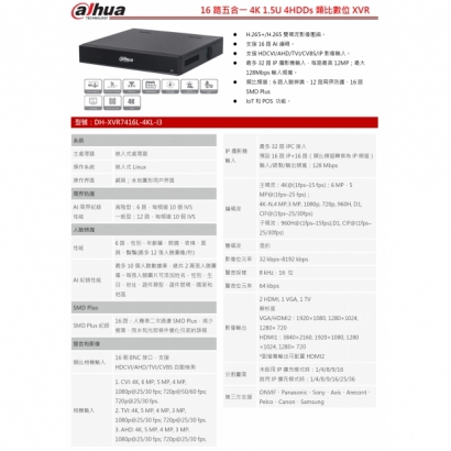 大華dahua DH-XVR7416L-4KL-I3 16路五合一4K 1.5U 4HDDs類比數位XVR1.jpg