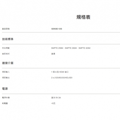 SDI02E-12G HDMI 2.0 轉 12G-SDI 轉換器