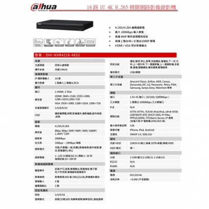 大華dahua DH-NVR4216-4KS2 16路1U 4K H.265精簡網路影像錄影機1.jpg