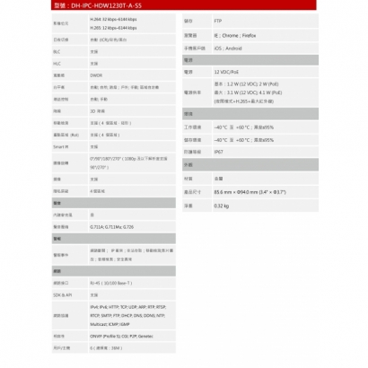 大華dahua DH-IPC-HDW1230T-A 2 MP 紅外線定焦半球網路攝影機2.jpg