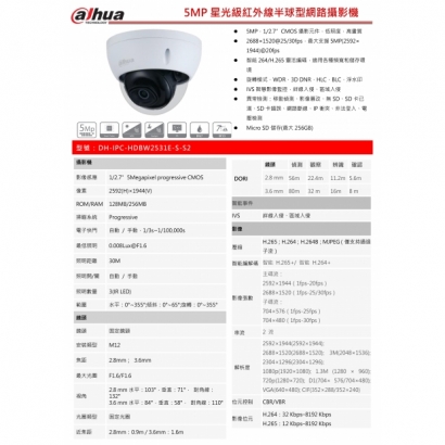 大華dahua DH-IPC-HDBW2531E-S-S2 5MP星光500萬紅外線半球型網路攝影機1.jpg