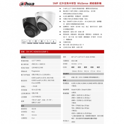 大華dahua DH-IPC-HDW3541EMP-S 5MP紅外線固焦半球型網路攝影機1.jpg 大華dahua DH-IPC-HDW3541EMP-S 5MP紅外線固焦半球型網路攝影機1.jpg