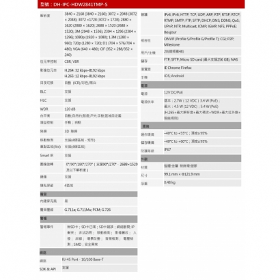大華dahua DH-IPC-HDW2841TMP-S 8MP 紅外定焦半球型 WizSense 網絡攝影機2.jpg