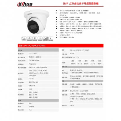 大華dahua DH-IPC-HDW2541TM-S 5MP 紅外線定焦半球網路攝影機1.jpg 大華dahua DH-IPC-HDW2541TM-S 5MP 紅外線定焦半球網路攝影機1.jpg