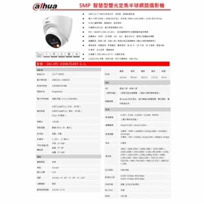 大華dahua DH-IPC-HDW2549T-S-IL 5MP 智慧型雙光定焦半球網路攝影機1.jpg