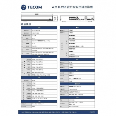 東訊 TE-XSC0A054-N 5MPLite混合型監控錄影主機.1.jpg