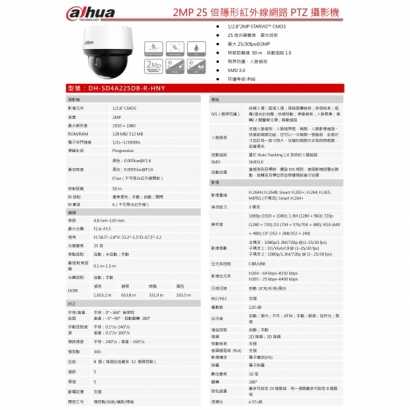 大華dahua DH-SD4A225DB-R-HNY 2MP 25倍隱形紅外線網路PTZ攝影機1.jpg
