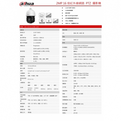 大華dahua DH-SD3D216NB-GNY 2MP 16倍紅外線網路 PTZ 攝影機1.jpg