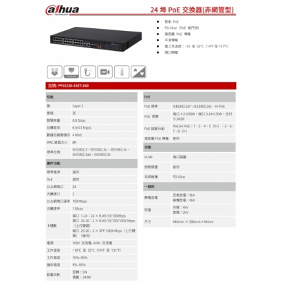 大華dahua DH-PFS3226-24ET-240 24埠PoE交換器_非網管型_1.jpg