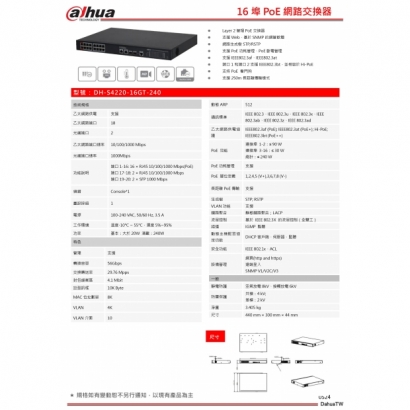 大華dahua DH-S4220-16GT-240 16埠PoE網路交換器1.jpg