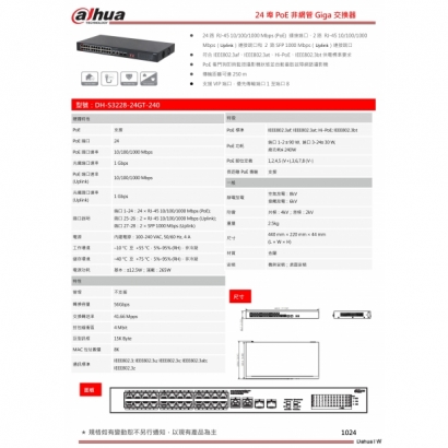 大華dahua DH-S3228-24GT-240 24埠PoE非網管Giga交換器1.jpg