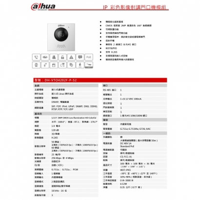 大華dahua DH-VTO4202F-P-S2 IP 彩色影像對講門口機模組1.jpg