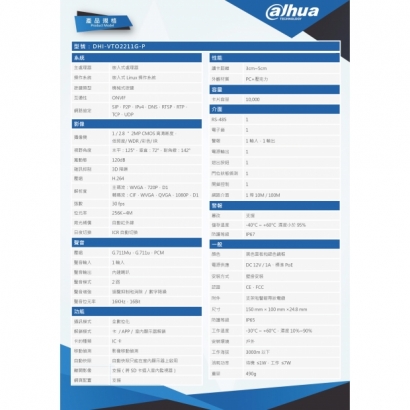 大華dahua DH-VTO2211G-P 2MP 單按鍵影視感應網路門口機2.jpg