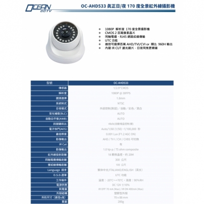 OC-AHD533 真正日/夜 170 度全景紅外線攝影機1.jpg