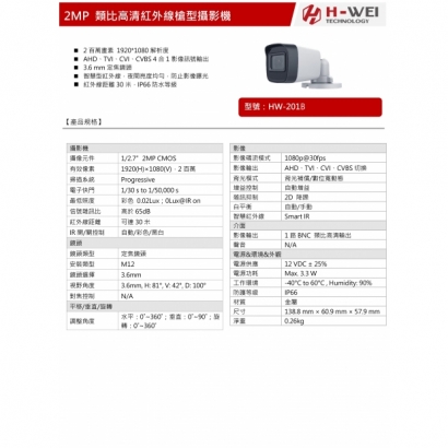 HW-201B 2MP 類比高清紅外線槍型攝影機1.jpg