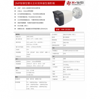 HW-201BA-IL 2MP智慧型雙光全彩固焦槍型攝影機1.jpg