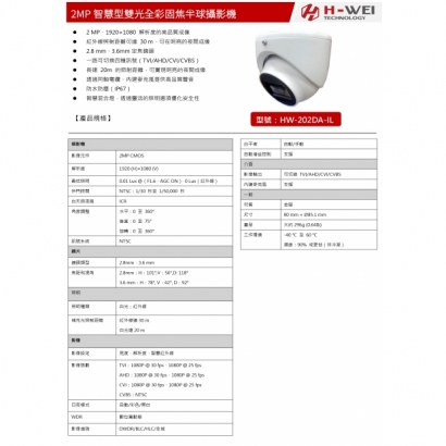 HW-202DA-IL 2MP智慧型雙光全彩固焦半球攝影機1.jpg