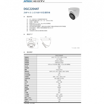 AVTECH 陞泰 DGC2204AT 2MP 4合1紅外線半球型攝影機1.jpg