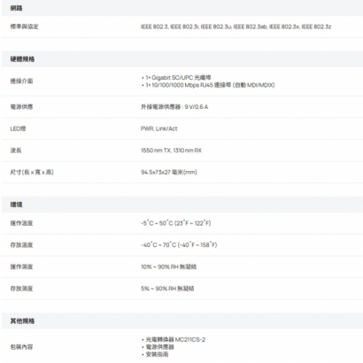 TP-LINK MC211CS-2 Omada Gigabit WDM 光電轉換器_單模單芯_.1.jpg