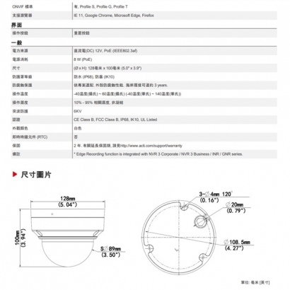 ACTi Z812 2 百萬畫素 4.3x 室外變焦半球型攝影機.3.jpg