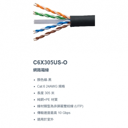 神盾 C6X305US-O Cat.6 24AWG 室外網路箱線 305mm.1.jpg