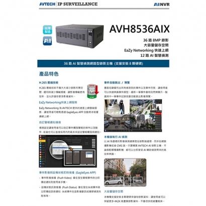 AVTECH 陞泰 AVH8536AIX 36路AI智慧偵測網路型錄影主機.1.jpg AVTECH 陞泰 AVH8536AIX 36路AI智慧偵測網路型錄影主機.1.jpg