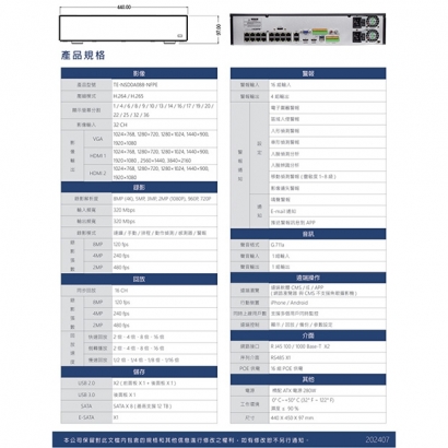 東訊TECOM TE-NSD0A088-NFPE 32路H.265智能網路型監控錄影主機.2.jpg