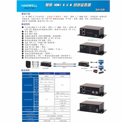 HANWELL SLK152K 雙顯 HDMI K.V.M 訊號延長器 150m _4k2k@30Hz_.1.jpg HANWELL SLK152K 雙顯 HDMI K.V.M 訊號延長器 150m _4k2k@30Hz_.1.jpg