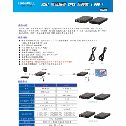 HANWELL HD70K HDMI 訊號 CAT.X 延長器 4K30Hz.1.jpg HANWELL HD70K HDMI 訊號 CAT.X 延長器 4K30Hz.1.jpg