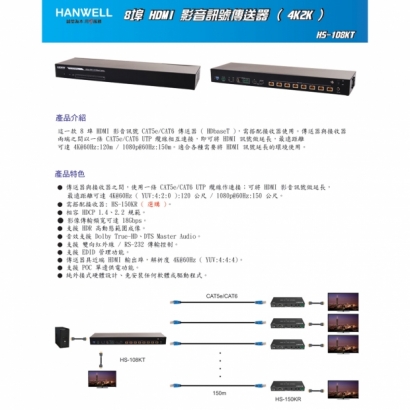 HANWELL HS-108KT 8埠 HDMI 訊號 CAT.X 延長器 4K60Hz.1.jpg HANWELL HS-108KT 8埠 HDMI 訊號 CAT.X 延長器 4K60Hz.1.jpg