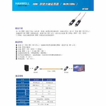 HANWELL HF300 HDMI 訊號 Fiber 延長器 4K30Hz .1.jpg HANWELL HF300 HDMI 訊號 Fiber 延長器 4K30Hz .1.jpg
