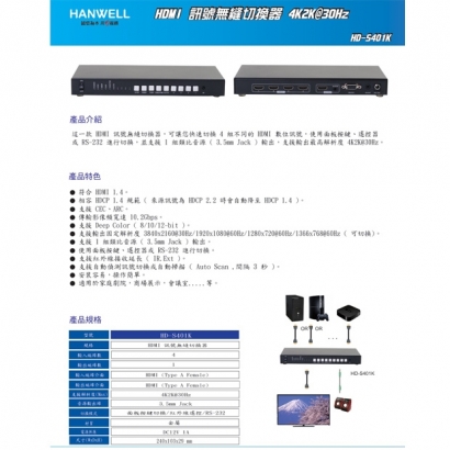 HANWELL HD-S401K 4x1 HDMI 訊號無縫切換器 _ 4K30Hz _.1.jpg
