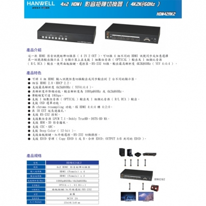 HANWELL HDM42AK2 4x2 HDMI 矩陣切換器 _ 4K60Hz _.1.jpg HANWELL HDM42AK2 4x2 HDMI 矩陣切換器 _ 4K60Hz _.1.jpg