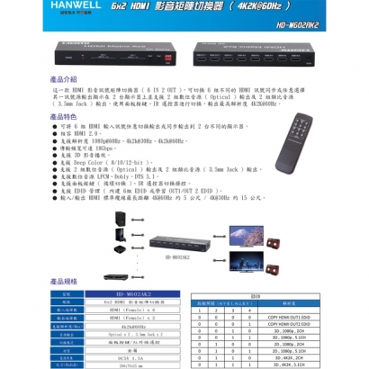 HANWELL HD-M602AK2 6x2 HDMI 矩陣切換器 _ 4K60Hz _.1.jpg HANWELL HD-M602AK2 6x2 HDMI 矩陣切換器 _ 4K60Hz _.1.jpg