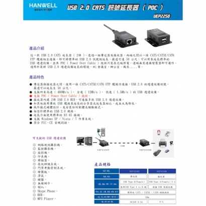 HANWELL UEP2250 USB 2.0 訊號 CAT.X 延長器 _ 內建 2埠 USB Hub _.1.jpg HANWELL UEP2250 USB 2.0 訊號 CAT.X 延長器 _ 內建 2埠 USB Hub _.1.jpg