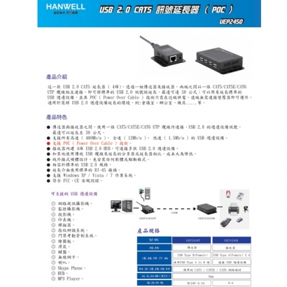 HANWELL UEP2450 USB 2.0 訊號 CAT.X 延長器 _ 內建 4埠 USB Hub _.1.jpg HANWELL UEP2450 USB 2.0 訊號 CAT.X 延長器 _ 內建 4埠 USB Hub _.1.jpg