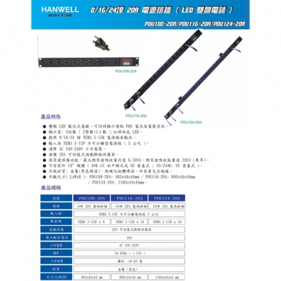 HANWELL PDU108-20A 8埠 20A 電源排插 _ LED 雙顯電錶 _.1.jpg HANWELL PDU108-20A 8埠 20A 電源排插 _ LED 雙顯電錶 _.1.jpg