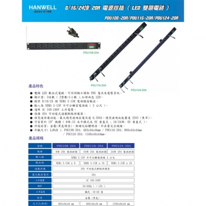 HANWELL PDU124-20A 24埠 20A 電源排插 _ LED 雙顯電錶 _.1.jpg HANWELL PDU124-20A 24埠 20A 電源排插 _ LED 雙顯電錶 _.1.jpg